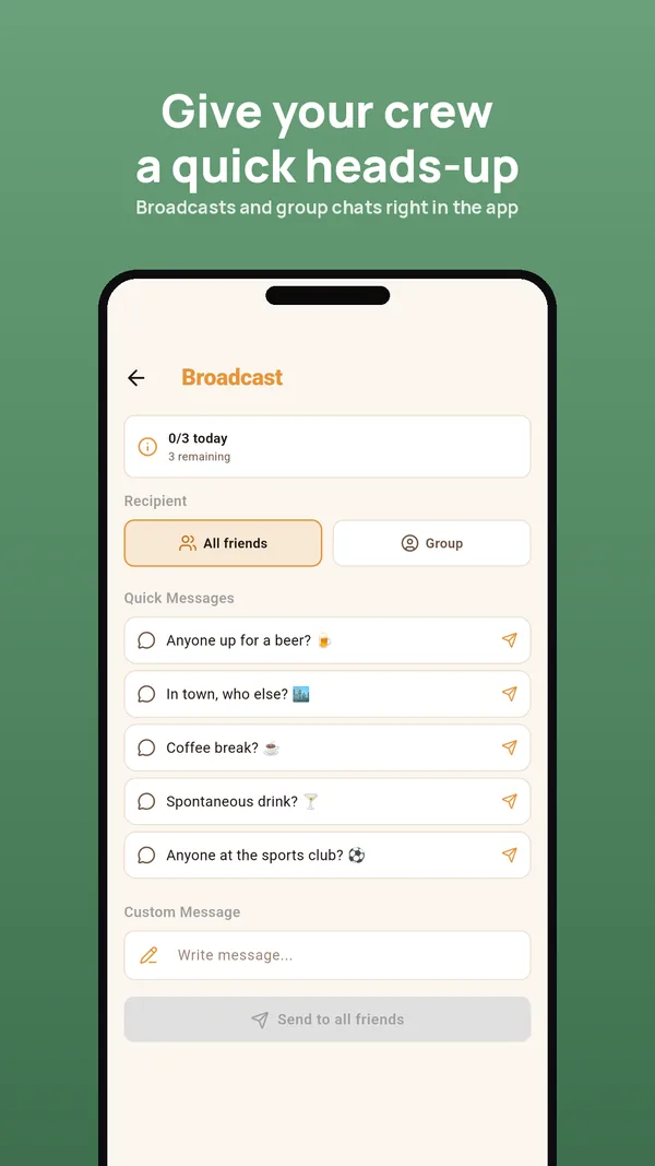 Broadcast: give your crew a quick heads-up — no group chat chaos