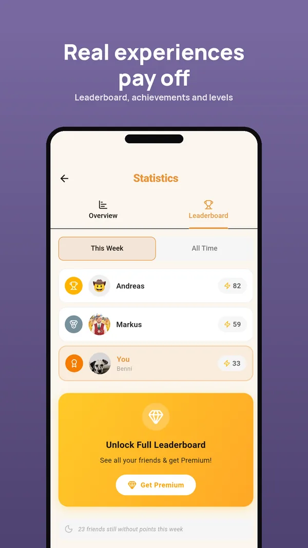 Leaderboard: real experiences pay off